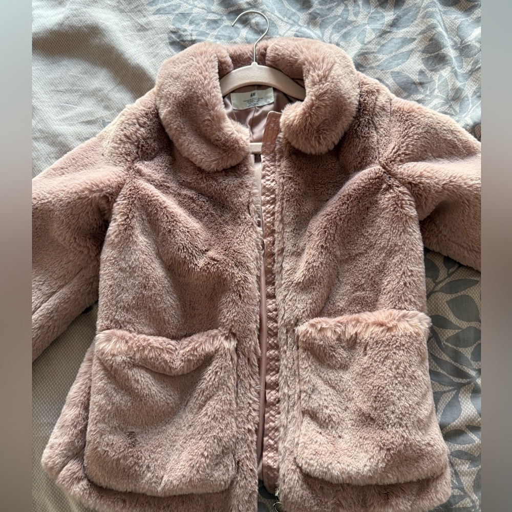 H&M Soft Pink Faux Fur Jacket